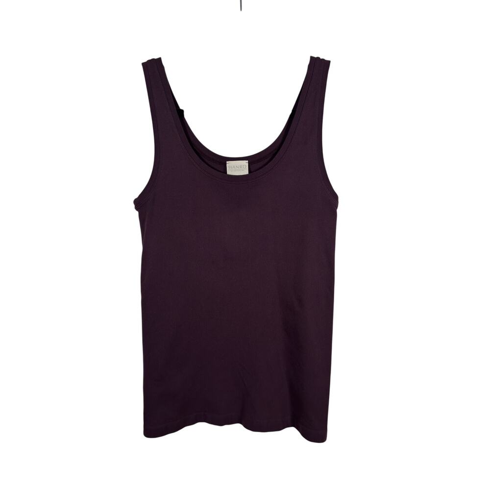 Hanro Touch Feeling Top Womens Large Purple Ribbed Scoop Neck Stretch Knit